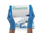 Nitrilhandschuhe 100 Stück Box (L, Blau) Einweghandschuhe, Einmalhandschuhe, Untersuchungshandschuhe, Nitril Handschuhe, puderfrei, ohne Latex, unsteril, latexfrei, disposible gloves, blue, Large