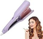 Rommantic French Egg Roll Curling Iron, Water Ripple V-Shaped Ionic Hair Curling Iron, Hair Curler Crimper Styling Tools & Appliances with Multifunctions, with 4 Gears Temperature (Purple)