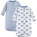 Hudson Baby Unisex Baby Cotton Long-Sleeve Wearable Sleeping Bag, Sack, Blanket, Blue Whales, 3-9 Months