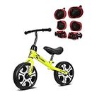 Balance Bike Child 3-6 Years Old No Pedal Scooter Kids Toddler Scooter Bike with Adjustable Seat and Protective Gear Without Helmet No Pedal Scooter Bicycle,Yellow