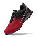 Kricely Men's Trail Running Shoes Fashion Hiking Sneakers for Men Tennis Cross Training Shoe Red Black Non-Slip Walking Footwear (Red Black 11.5)
