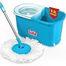 Gala e-Quick Spin Mop, Easy Wheels & Big Bucket with 2 Microfiber Refills, Floor Cleaning Mop with Bucket, pocha for floor cleaning, Mopping Set (white and blue)