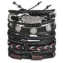 Shining Diva Fashion Stylish Multi Strand Leather Bracelet for Men (Black, 9904b)