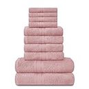 GC GAVENO CAVAILIA Soft Towels - 10 Piece Bathroom Towels Bale Set - Premium Quality Water Absorbent Towel, 4 Face 4 Hand 2 Bath Towel, 450 GSM Washable Towels Set, Blush Pink