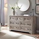 T4TREAM 7 Drawers Dresser for Bedroom, Fancy & Rustic 54" Wide Chest of Drawers, Natural Texture, Distressed and Antique Look, Light Rustic Oak
