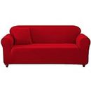WOWTOY Sofa Cover 1 2 3 4 Seater Slip Cover Sofa Couch Stretch Elastic Fabric Sofa Protector (2 Seater, Red)