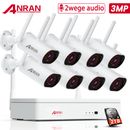 ANRAN 5MP WLAN Überwachungskamera System Set Audio Funk CCTV 8CH NVR Außen Video