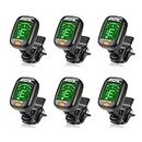 Guitar Tuner 6 Set, Meeland Mini Clip-on Tuner for Guitar/Bass/Ukulele and Violin/Anti-Interference Color LCD Display/Battery Included/Auto Power Off (6 PACK)