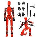 ZWXSTAR T13 Action Figure, Figura de Acción Titán 13 con Múltiples Articulaciones, Impresión 3D T13 Figuras de Acción Movibles, Multi Articulado Móvil Robot, para Decoraciones Escritorio (Rojo)