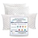 Eutony Pillow Protectors 4 Pack Quilted Zipped - Ultra Luxe Zipped Pillow Protectors, Quilted Pillow Protectors, Soft & Breathable Microfiber Pillowcase Protectors, Hypoallergenic 50 x 75cm - White