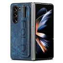 Asuwish Phone Case for Samsung Galaxy Z Fold 5 5G 2023 and Cell Accessories Leather Cover with S Pen Holder Slot Wrist Strap Protective Hard Rugged Slim Hybrid ZFold5 Z5 G Fold5 5Z Women Men Blue