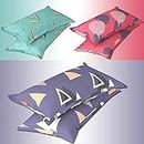 BSB HOME Super Soft Microfiber Cotton Printed Pillow Covers Set of 6-18" x 28" Inches, Printed Pillow Covers (Multicolour, Grey Blue & Yellow AllSeason)