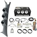 GlowShift Diesel Gauge Package Compatible with Ford Super Duty F-250 F-350 6.0L 7.3L Power Stroke 1999-2007 - White 7 Color 60 PSI Boost, 2400F EGT & Transmission Temp Gauges - Gray Triple Pillar Pod