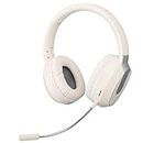 Wireless Gaming Headset with Detachable Microphone, RGB Light Noise Canceling Bluetooth Headphones, 400mAh Full Wrap Around Over Ear Headphones, for Laptop Computer (Beige)