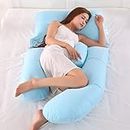 G Shape Pillow Pregnant Woman Side Sleep Sleeper Removable Multifunctional Waist Support Quiet and Comfortable Ergonomic Maternity Long Pillow(Blue)