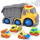 Toddler Trucks Toys for 1 2 3 Year Old Boys, 5 PCs Dump Truck Toy with Lights & Sounds Effects for Toddlers 1-2, Trucks Toys Set for Kids Boys & Girls Age 2-3 Christmas Birthday Gifts