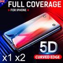 5D Apple iPhone 11 Pro XS Max XR 8 7 6 Plus Full Tempered Glass Screen Protector