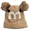 HRBS Boy's and Girl's Warm Winter Woolen Cap with Soft Pom-Pom (Suitable for Age 3-10 Years Old - Free Size) Color Brown
