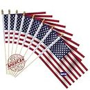 LOT OF 50-Hand Held Small USA American Flags on Stick 4x6 in,Mini US Flags with Kid-Safe Spear Top Perfect for Patriotic Decorations, Independence Day,MemorialDay, veteran day decorations gifts