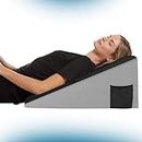 Sleepsia Orthopedic Memory Foam Bed Wedge Incline Pillow for Neck & Back Pain Support - Sleeping, Acid Reflux, Heartburn, GERD, Reading, Post-Surgical, Leg Elevation (Black/Grey)