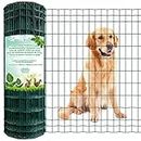 Amagabeli Garden Home 1M X 25M Green Wire Mesh Fencing RAL6005 PVC Coated 50 x 100mm Mesh Size 2.1mm Wire Diameter Galvanized Wire Fence Poultry Netting Chicken Wire Hardware Cloth
