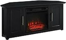 Crosley Furniture KF100648BK Camden 48-inch Corner TV Stand with Electric Fireplace, Black