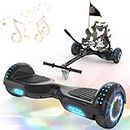 GeekMe Hoverboards 6.5" with seat,Hoverboards with hoverkart，Hoverbaords seat go kart，Hoverboards LED Lights-Bluetooth Speaker-Flashing Wheels, Gift for Children