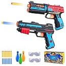 2 Pack Blaster Toy Guns for Boys,Compatible with Bullet for nerf Guns,Foam Bullet Toy Gun with Accessories + 2 Protective Glasses for Kids Birthday Gifts Party Supplies,Toys for 6+ Year Old Boys Girls