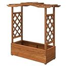 DWVO Raised Garden Bed with Trellis, Weather Resistant Solid Wood Planter Box for Climbing Plants, Elevated Garden Bed Hanging Plants for Yard, Garden, Balcony, Brown