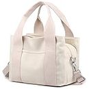 Borsa da donna in tela Borse a tracolla Piccolo Casual Multi-Pocket Top Handle Tote Crossbody Shopping Bags, bianco