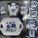 Small Ceramic Set Teeny Tiny Handmade Blue Flowers Cake Tea Set S