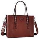 MOSISO PU Leather Laptop Tote Bag for Women (17-17.3 inch), Brown