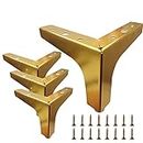 M MIMHOOY 4 Inch Furniture Legs, Set of 4 Metal Furniture Legs Modern Triangle Feet Luxury Gold for Sofa Cabinet Cupboard Couch Chair Ottoman