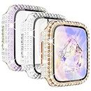 KADES 3-Pack Bling Cases Compatible for Apple Watch 40mm Case with Built-in Screen Protector for iWatch Series SE SE2022 6 5 4 (40mm, Rose Gold/Iridescent/Clear)