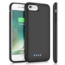 HETP Battery Case for iPhone 6s/6/8/7/SE(2020/2022),Upgraded 6000mAh Rechargeable Charging Case External Battery Pack Charger Case for iPhone 8/7/6s/6/SE(3rd and 2nd Gen)[4.7 inch]- Black