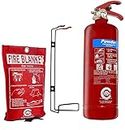 PREMIUM FSS UK 2 KG ABC POWDER BRITISH STANDARD KITEMARKED FIRE EXTINGUISHER With CE MARKED FIRE BLANKET. IDEAL FOR HOMES KITCHENS WORKPLACE WORKSHOPS OFFICES CARS VANS WAREHOUSES GARAGES HOTELS RESTAURANTS
