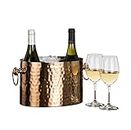 Chic Chill 2-Bottle Wine Chiller Ice Bucket | Keeps Wine & Champagne Bottles Cold Without Touching Ice | Handcrafted Artisan Design | Patented Technology | Copper