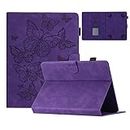 Dteck Universal Case for 7 Inch Android Tablet/Samsung Galaxy Tab E/3/4/A 7.0 Inch/Fire 7 Tablet/Kindle Oasis 7" /Paperwhite 6.8" - Cute Butterfly Leather Folio Case with Stand/Card Slots (Purple)
