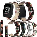 Neue mode Uhr Band Leder für Fitbit Versa Ersatz Uhr Zubehör Armbänder Strap Armband Blume Strap