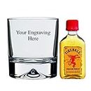 Personalised Engraved Dimple in Base Glass, with 50ml Miniature Fireball Liqueur in Board Gift Box