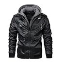 LOEBKE Men's Motorcycle Jacket Jacket Retro Leather Jacket Casual Winter Waterproof Jacket(Grey,XXXXL)