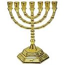 12 Tribes of Israel Jerusalem Temple Menorah choose from 3 Sizes Gold or Silver (Gold, 8 Inches) by Shofars From Afar