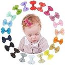 Palay Mini Hair Bow Grosgrain Ribbon Hair Bows With Alligator Bow Clips For Baby Girls Toddlers Kids, 20 Pieces Colors, Multicolour