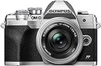 Olympus OM-D E-M10 Mark IV Micro Four Thirds System Camera Kit, 20 MP sensor, electronic viewfinder, 4K video, powerful AF, Wi-Fi, silver incl. M.Zuiko Digital ED 14‑42mm F3.5‑5.6 EZ Pancake silver