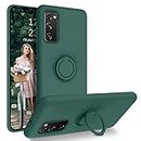 DUEDUE Samsung S20 FE Case 5G, Liquid Silicone Soft Gel Rubber Slim Cover with Ring Kickstand |Car Mount Function,Shockproof Full Body Protective Case for Galaxy S20 FE 4G, Green