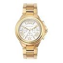 Michael Kors Stainless Steel Camille Analog White Dial Women Watch-Mk7270, Gold Band