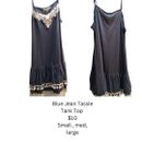 Clothes for women boutique tops- Blue Tassle Top- Small