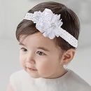 Fashband Baby Girl Headbands Flor blanca Banda para el cabello Lindo Elástico Infantil Headwear Crystal Toddler Accesorios para el cabello para Little Baby Girls Kids