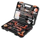 Device 82 Pcs DIY Household Hand Tool Box with Screwdrivers Pliers Wrenches Hammer Saw Tool Kit Home Tool Set for Home Office Shed Garage Bike Car Electronics Test Repair Maintenance