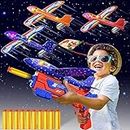 Doloowee 4 IN 1 Airplane Launcher Toys, LED Foam Glider Airplane Catapult, 2 Flight Modes, Outdoor Sports Flying Toys 3-12 Years Old Boys Girls Birthday Gifts (Blue)